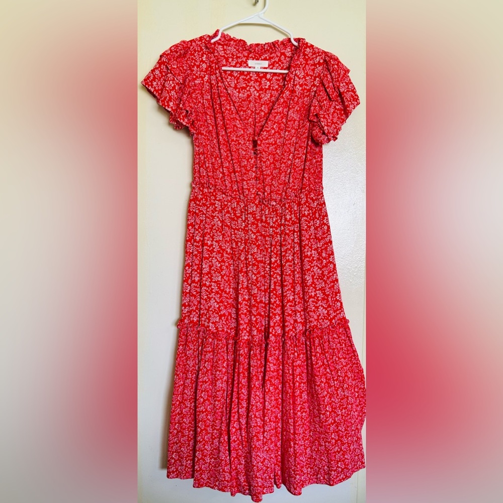 Red Lined Floral Dress